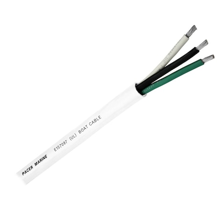 Pacer Group Pacer Round 3 Conductor Cable - 100' - 12/3 AWG - Black, Green &amp; White WR12/3-100